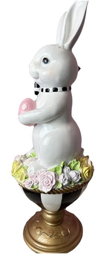 Tophat & Tail Easter Bunny Rabbit Mackenzie Childs Dupe Check Stripe Black 15" - Picture 3 of 7