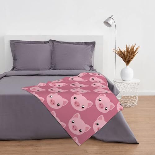 Cute Throw Blanket Blanket Lightweight 60x50 Inch for Adult Cute Cartoon Pig - Picture 6 of 8