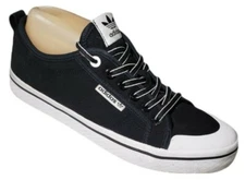 Adidas Womens Sz 7.5 Low Black Canvas Lace Up 3 Stripe Sneakers  Shoes G16204