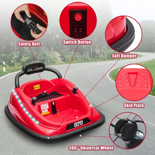 12V Kids Ride on Bumper Car Toddler Remote Control 360° Spinning Car Toy W/ LED - Picture 3 of 8