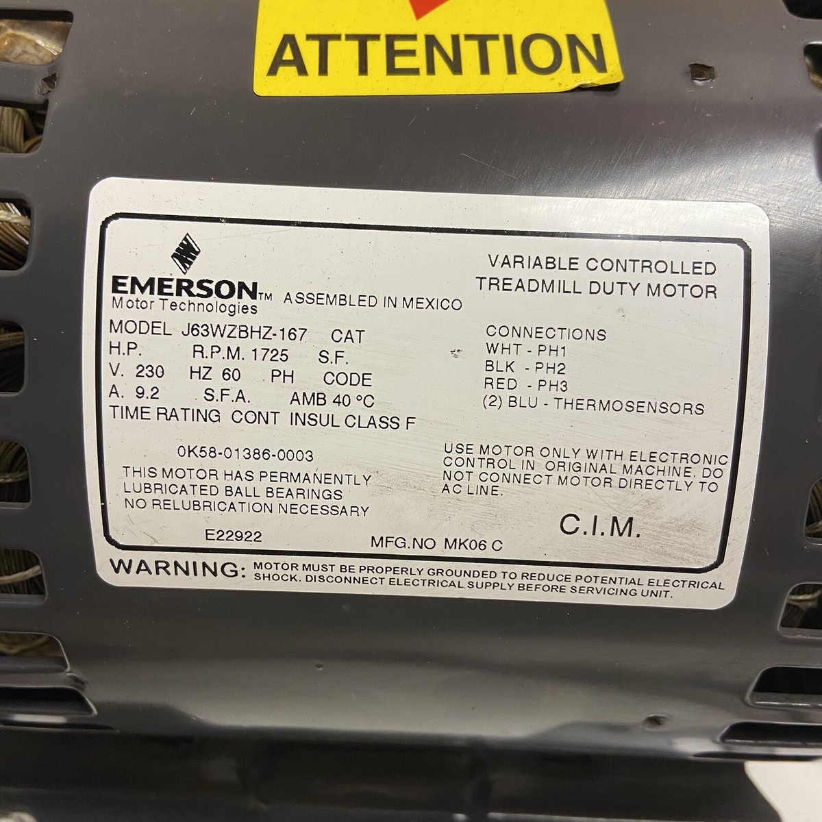 Life Fitness 95Te Treadmill DC Drive Motor J63WZBHZ-167 OK58 Life Fitness 95Te Treadmill DC Drive Motor J63WZBHZ-167 OK58