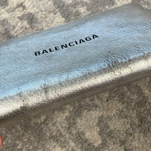 Balenciaga Long Continental Zip Around Wallet Silver