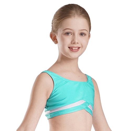 Girls Crop Top Kids Vest U Neck Shirt Jogging Bra Stage Performance Tank Yoga - Picture 14 of 64