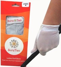 Sure Tan Cabretta Leather Sun Golf Glove 3 Sizes 4 Ladies Small Medium Through