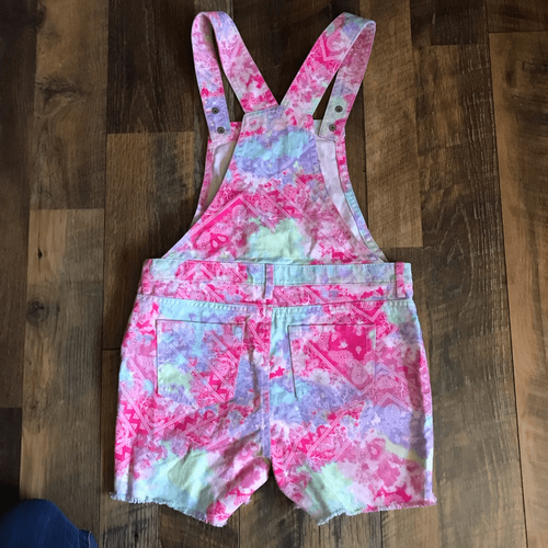 Children’s Place shortalls Overalls pink patchwork girls Size 12 New w/tags (Xd) - Picture 2 of 6