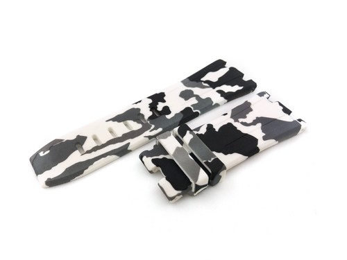 28 mm Kautschuk Camouflage Armband passt AUDEMARS PIGUET Uhren Silber Schnalle - Bild 12 von 25