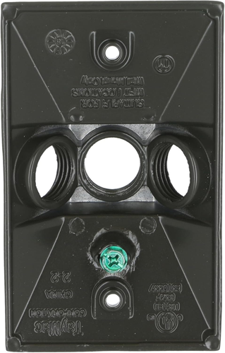 - 5189-2 Three Hole Weatherproof Cover Rectangular Cluster, Bronze - Imagen 4 de 12