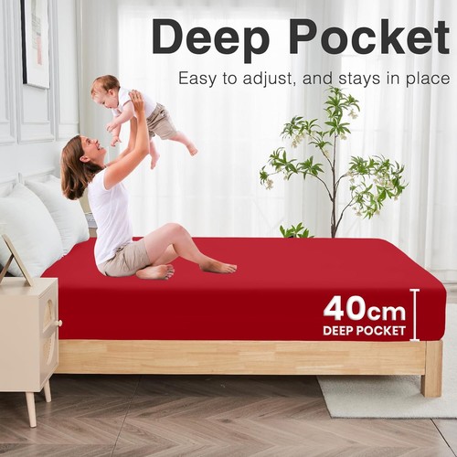 16" Deep Fitted Sheet Elastic Corners Mattress Bed Sheets Twin Full Queen King - Picture 18 of 43