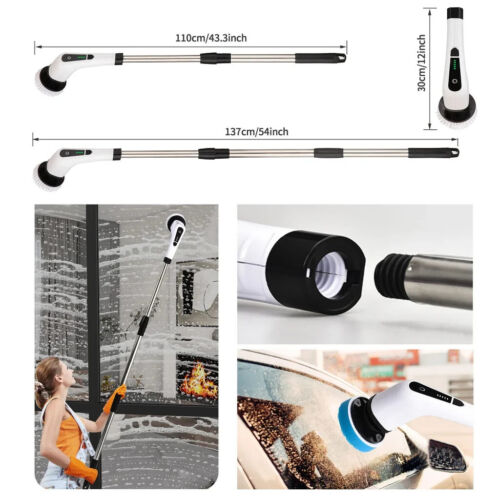 Electric Spin Scrubber Cordless Telescopic Bathroom Cleaning Brush Rechargeable - Picture 3 of 7
