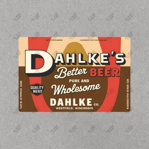 Vintage Dahlkes Beer Sign Wisconsin Brewery Metal Advertising Sign #992987