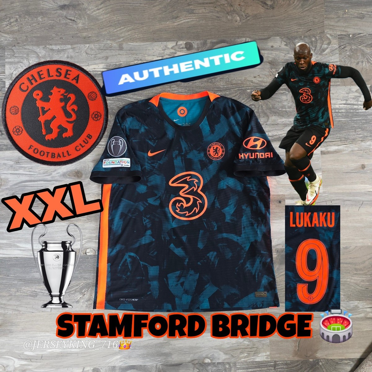 🇬🇧🟠Nike Chelsea FC Romelu Lukaku#9 2021/2022 Authentic Third