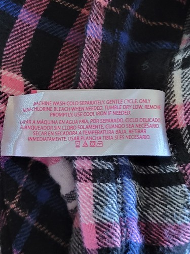 No Boundaries Damen Medium schwarz pink kariert Rollriegel Langarm Knopfleiste Oberteil - Bild 15 von 15