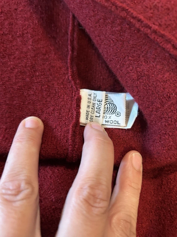 Abrigo Vintage Gianni Petite 100% Lana Grande Rojo Hecho en EE. UU. Chaqueta Minimalista Foto 3 de 4