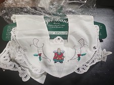Daisy Kingdom Vintage Angel Bunny Embroidered Collar White NOS 24105