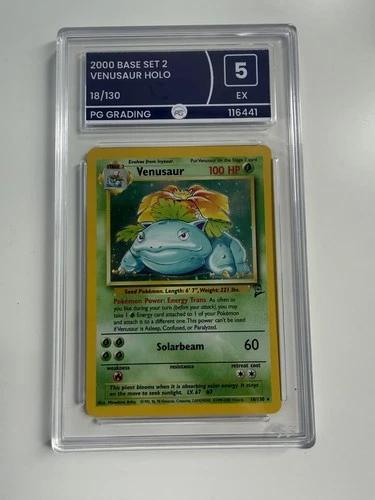Pokemon Card Venusaur 18/130 Base Set 2 Holo WOTC EX PSA 5 Graded Vintage