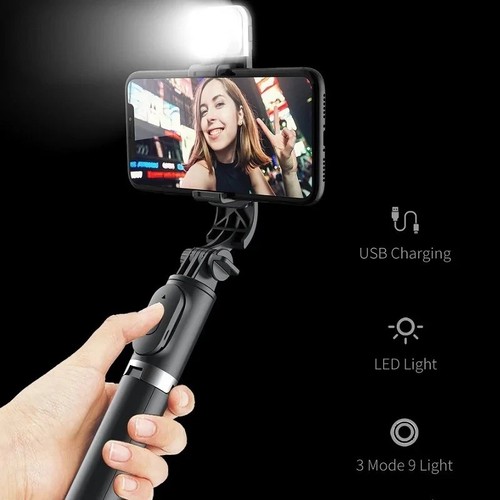 Handtelefon Stabilisator mit Stativ & LED Fülllicht Gimbal zum Filmen - Bild 2 von 9