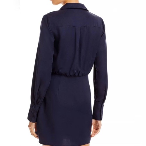 NEW AQUA BLACK Collared FAUX WRAP Shirt COCKTAIL Mini DRESS M - Picture 9 of 9