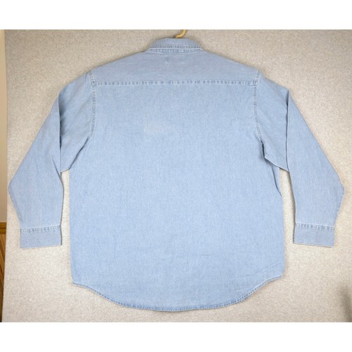 US Navy Seabees Jerzees XXL Denim Button Up Shirt Long Sleeve Menswear - Picture 4 of 6