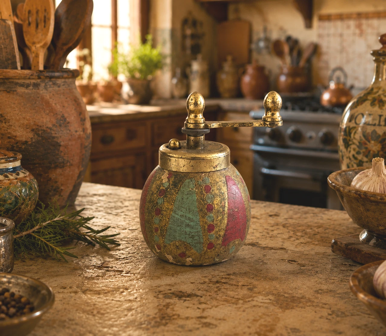 Vintage Italian Florentine Brass Pepper Mill Grinder Hand Painted Wood 1950s CC
Opens in a new windo