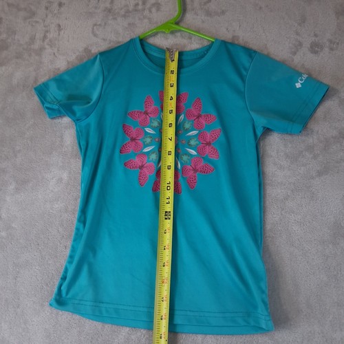 Camisa Columbia Manga Corta Azul Rosa Mariposas Mandala Niñas Jóvenes Talla S 7/8 - Imagen 4 de 8