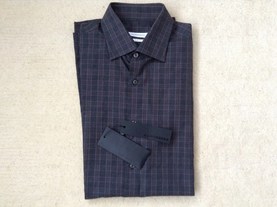 Chemise J. Lindeberg taille 38 slim fit neuve avec étiquette coton carreaux... - Photo 2/4