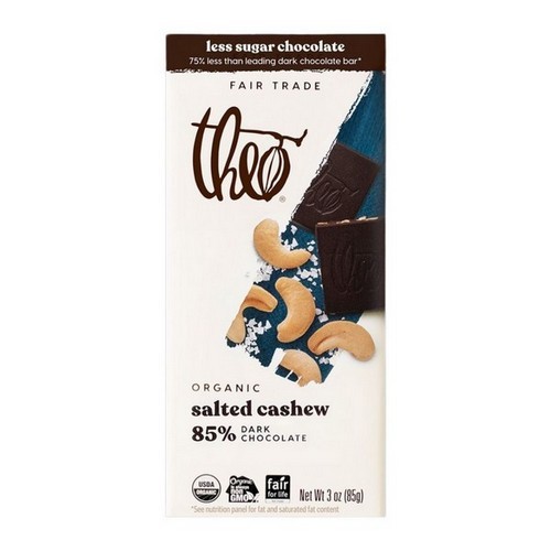 Barra De Chocolate Oscuro De Anacardos Salados Orgánicos 3 Oz (Caja De 1)