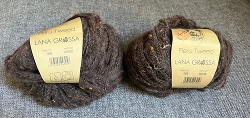 2 X NEW Lana Grossa Peru Tweed Yarn Color 009,  100 Grams, Soft Brown - Picture 1 of 6