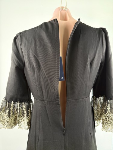 Tuckernuck Pomander Place Gold Embroidered Hem Lillith Dress Black Size S Neu mit Etikett - Bild 3 von 11