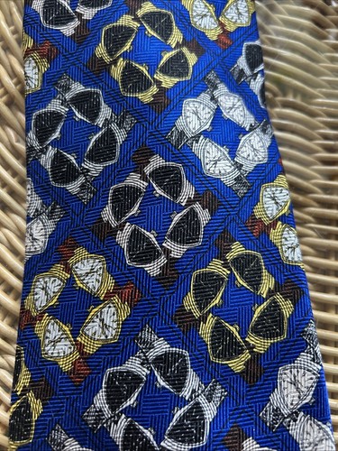 Very Cool Vintage Hamilton Ventura Men’s Neck Tie Blue With Ventura Watch Design - Picture 4 of 4