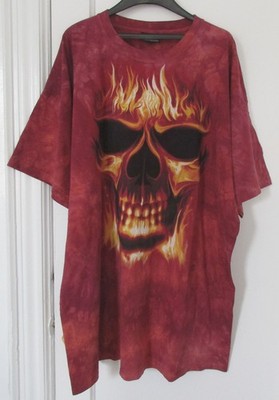 Skulbone Burning Skull Flames Red Tie Dye T-Shirt Sz 3XL Vintage David Penfound
