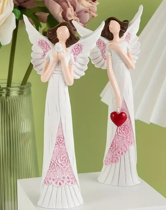 Wunderschöne Engelsfiguren Harz 14x6 cm Engel der Liebe & Engel des Friedens