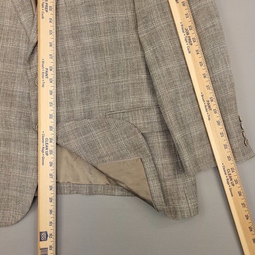Joseph Abboud Blazer Mens 48 Short Wool Linen Sport Coat Check Casual Jacket - Picture 15 of 17