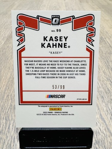 2022 Donruss NASCAR Optic Retro 1981 Kasey Kahne #99 Holo Prizm Auto /99 *Read* - Picture 2 of 3