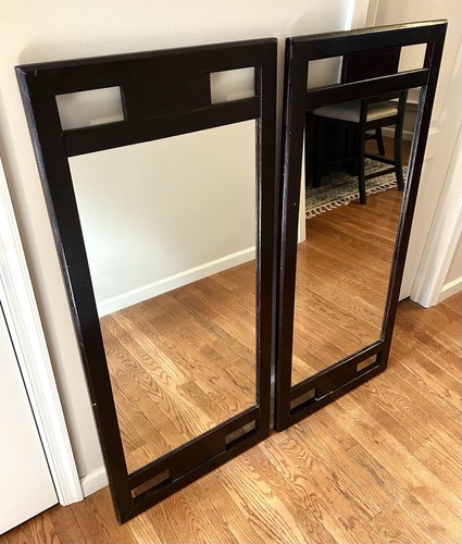 Vintage Drexel Heritage Woodbriar 48” Wall Mirrors Pair Campaign Style 907-200
