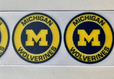 Michigan Go Blue yellow Grosgrain ribbon 5/8" 7/8" 1.5" Wolverines
