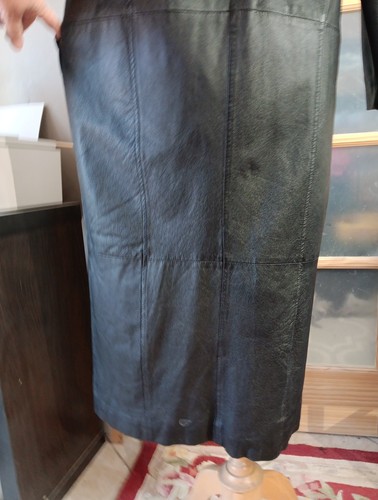 Vintage Long Leather & Suede Greg Bell Coat Shawl Collar Embossed Men S Women M - Picture 7 of 13