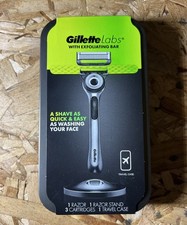 Gillette Labs W/Exfoliating Bar Men's Razor W/Travel Case, 1 Handle, 3 refills