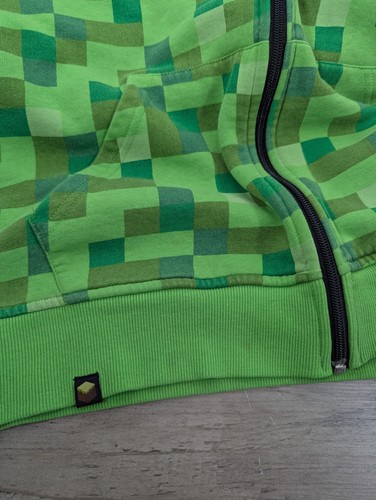 VTG Jinx Minecraft Zip Hoodie Sz XL Green Creeper Mask Full Zip See Details - Picture 8 of 14