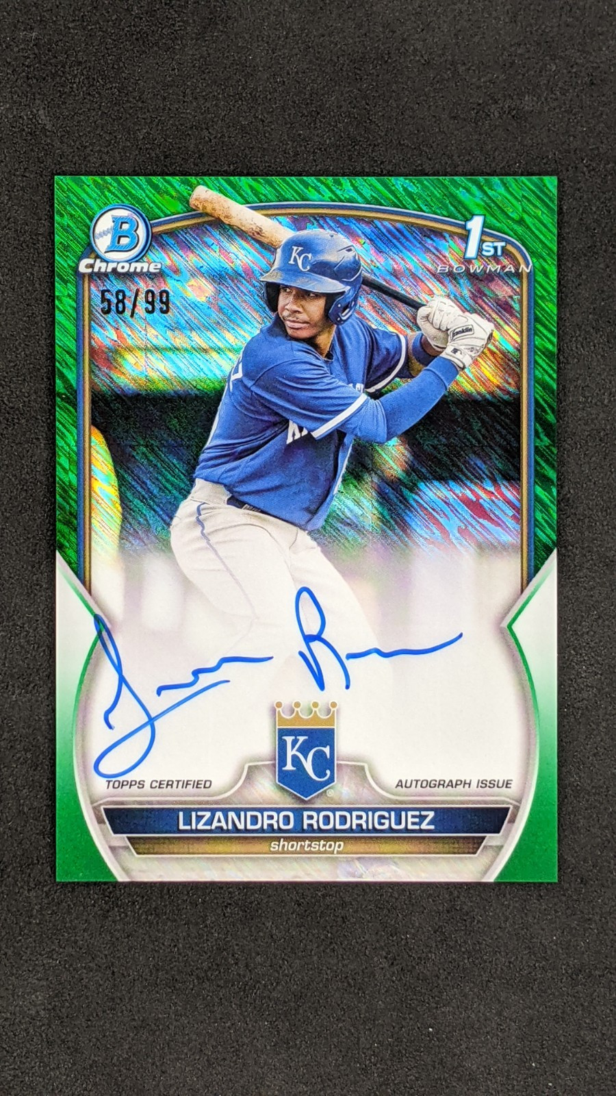LIZANDRO RODRIGUEZ 2023 1st Bowman Chrome Auto Green Shimmer Refractor /99