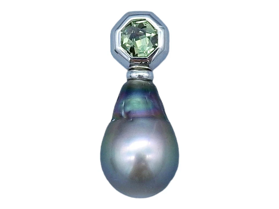 Anhänger mit Orientperle und Topas 18 k WG - Bild 4 von 4