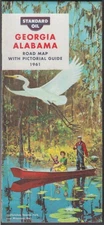 Standard Oil Gasoline Road Map Georgia & Alabama 1961