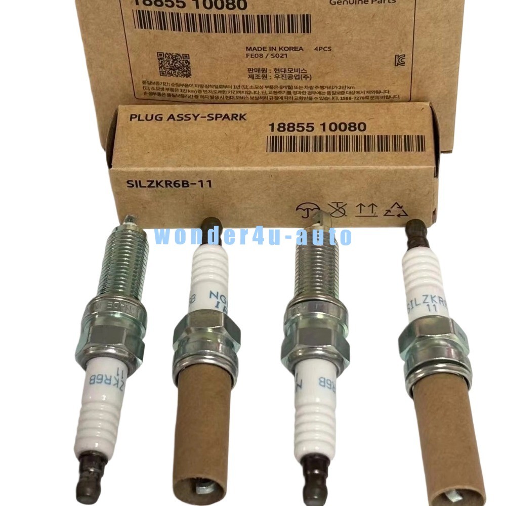 4PCS Spark Plug 18855-10080 for Hyundai Elantra Genesis Kia Borrego