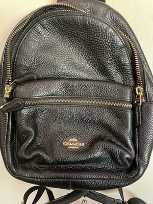 Coach Mini Small Charlie Backpack Pebbled Leather Black