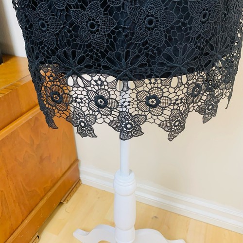 ZARA Size S Floral Lace Mini Little Black Dress Sheer Cap Sleeve Cocktail LBD - Picture 4 of 11