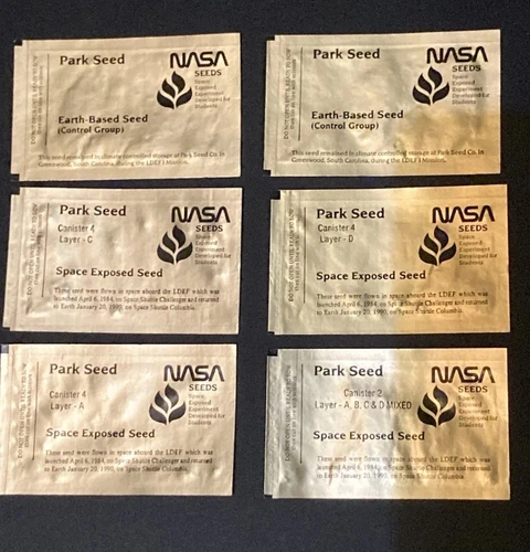 (6) 1984-1990 NASA Space Exposed Seeds, Shuttles Challenger & Columbia