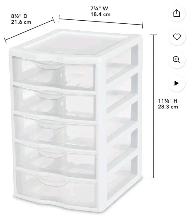 Lot Of 2 Sterilite Small 5 Drawer Desktop Storage For Office, Craft, Toy Room + - Image 3 of 4