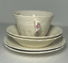 Vintage Copeland Spode Billingsley Rose 5 Pc Set Porcelain Fine China Pink Lace