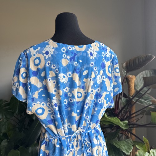 Rixo Dress Floral Size L UK 14 Eu 42 Blue Scandi V Neck Midi Maxi Short Sleeve - Bild 12 von 16