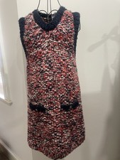 Chanel 23B Silk&Cashmere Knit Dress FR38 Coral & Navy New With Tags