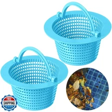 Wenqik 2 Pcs Pool Skimmer Basket with Handle, Leaves Removal Swimming Pool Fi